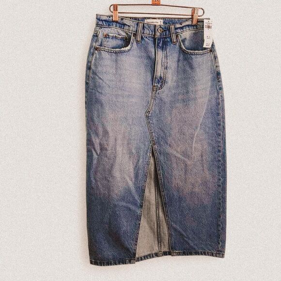 American Eagle High Rise Denim Midi Skirt | Y2K Grunge / 90s Revival | 28 NWT - Picture 1 of 7